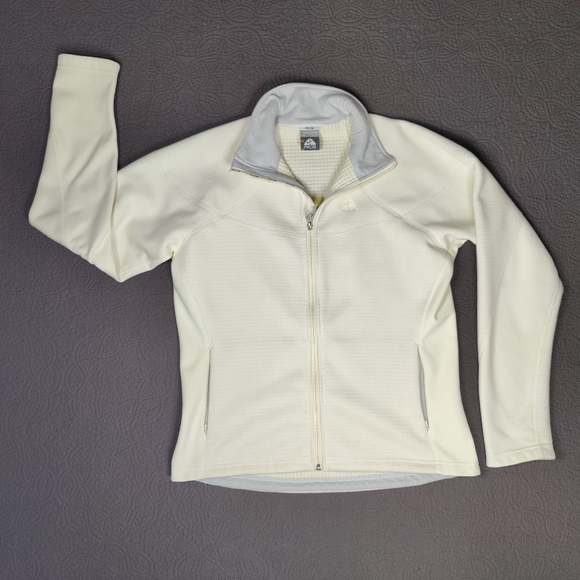 Nike ACG Womens Sweater Fleece Jacket Full Zip Therma Size M Cream Hiking outdoo - Picture 1 of 13